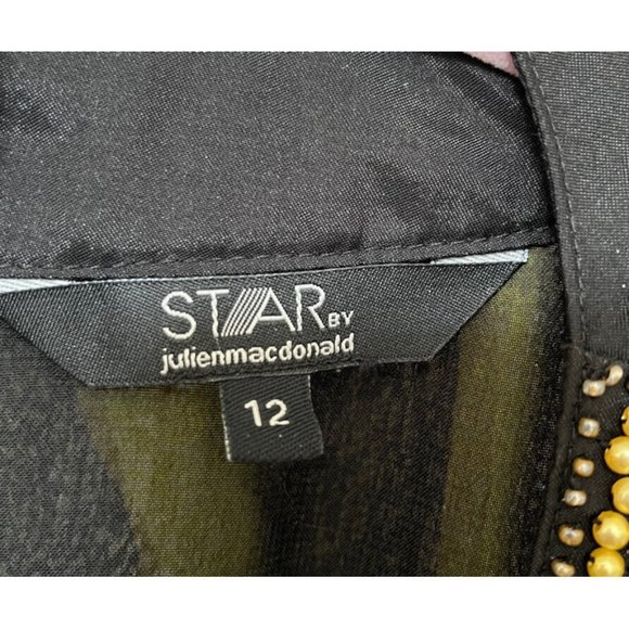 Star by Julien MacDonald Beaded Green Leaf V Neck Tunic Top Cruise Vacation Club - Picture 9 of 10